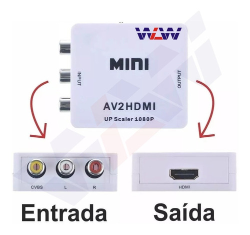 10 Conversor Adaptador Video Composto 3 Rca Av P/ Hdmi