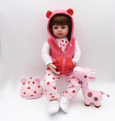 Imagem 5 de 7 de Boneca Bebe Reborn Silicone Girafinha Menina 48cm Realista