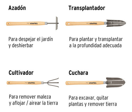 Herramientas Para Jardin 4 Piezas Reforzadas Truper 15040