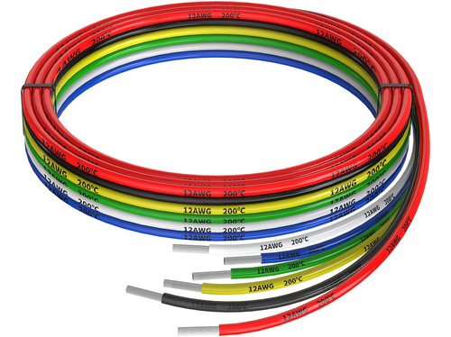 Cable Eléctrico De Silicona 12awg, 6 Colores (5 Pies C...
