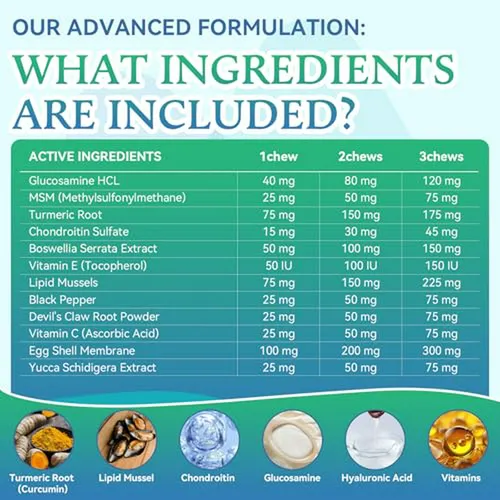 Suplemento Articular Para Perros - 200 Chews Con Glucosamina