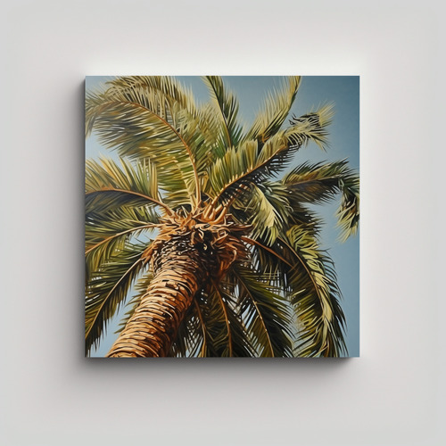 80x80cm Cuadro Abstracto De Palmera En Lienzo Bastidor Mader