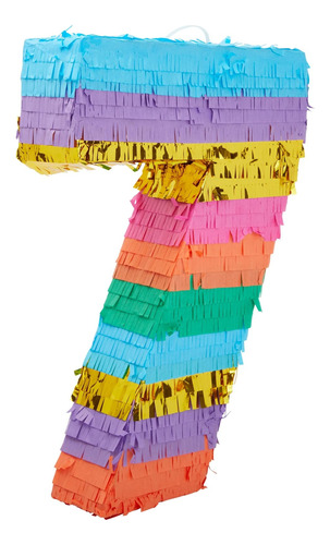 Piñata Pequeña Numero 7 Multicolor Para Cumpleaños 16x11x