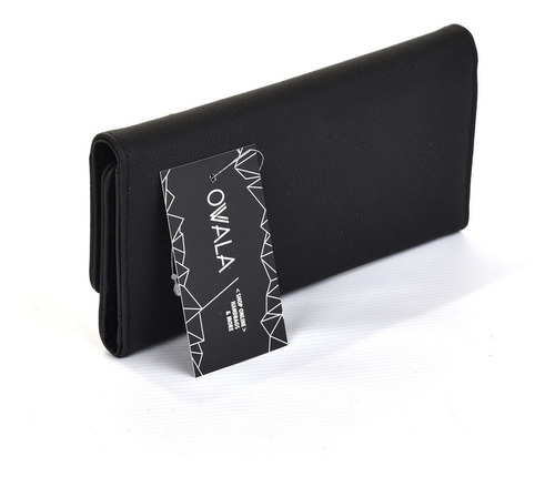 Billetera Fichero Mujer Simil Cuero Negra Tachas Miss Unique