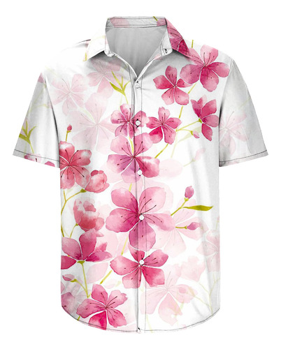 Camiseta R Para Hombre Con Solapa Hawaiana Y Estampado Sin P