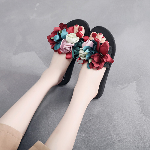 Sandalias De Verano Con Cuñas De Flores Bohemias Para Mujer,