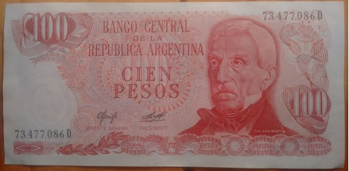 Billete Serie D - Cien Peso Ley - Argentino Banco Central