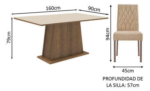Juego De Comedor Madesa Britney Con 6 Sillas Marrón/crema/imperial Liso