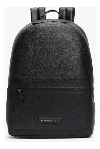 Mochila Negra Granulada Con Monogramas Hombre Tommy Hilfiger