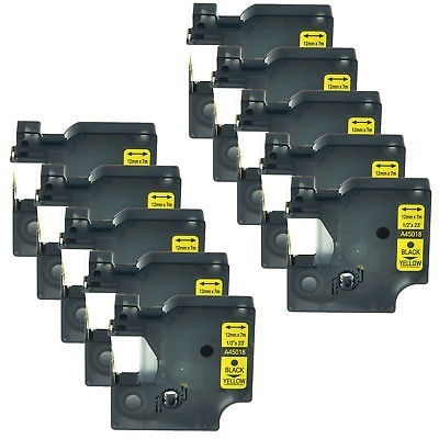 Imagen 1 de 5 de 10 Negro Pk En La Etiqueta Amarilla Cinta Para Dymo 45018 La