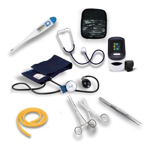Imagen 1 de 2 de Kit Enfermeria Profesional Completo Estuche Tensiometro Oxim