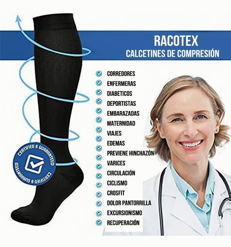 Imagen 6 de 9 de 3 Pares Calcetines De Compresión Para Mujer Hombre 20-30mmhg