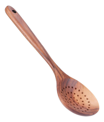 Cuchara De Colador De Madera, Cuchara Ranurada De Mango Larg