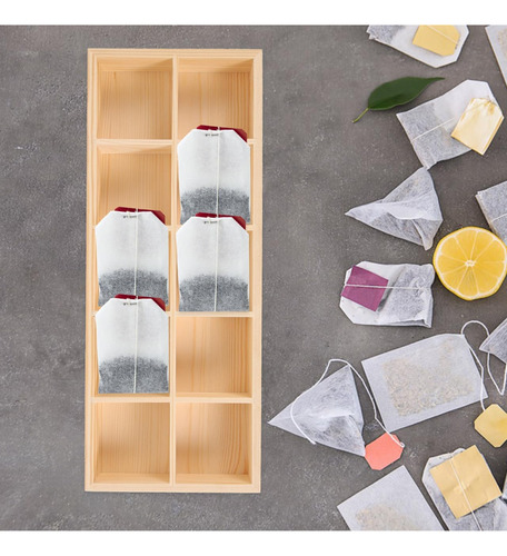 Caja De Madera Para Almacenar Bolsitas De Té Con Compartimen