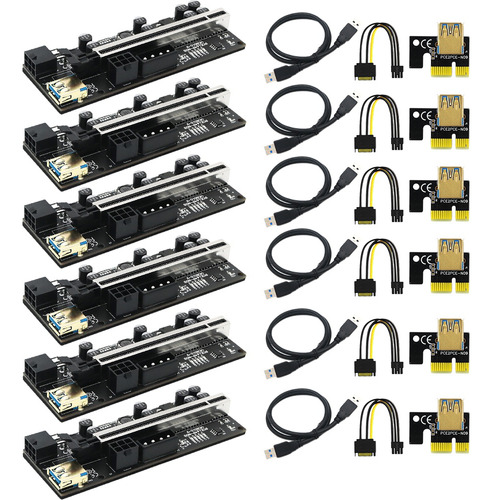 6 Unidades Ver010-x Pcie 1x A 16x +6 Pines+4 Pines Usb3.0 Gr