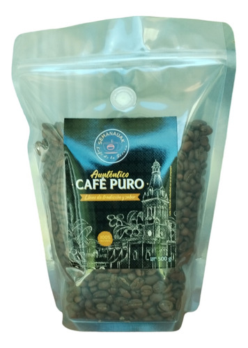 Café Puro  En Grano, Tueste Medio Mezcla De Arábica 500 Grs