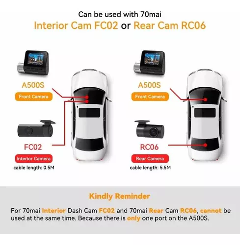 70mai Dash Cam Pro - Cámara para auto + Dash Cam Trasera 