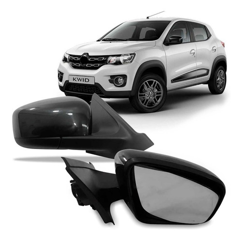 Par Retrovisor Elétrico C/ Capa Preta Kwid 2017 A 2023