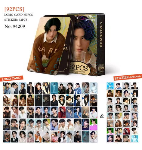 60 Photocards + 32 Stickers - Cha Eun Woo De Astro (92 Pzs)