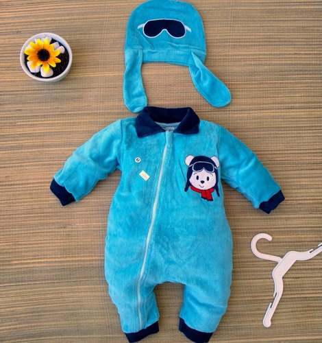 Imagem 5 de 7 de Macacão De Plush Para Bebê Com Capuz Bichinhos Com Orelhas