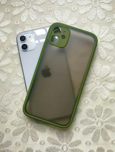 Funda Para iPhone Color Verde Militar Traslúcido
