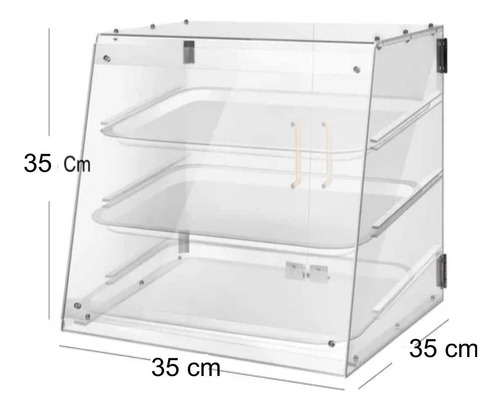 Exhibidor Vitrina 3 Bandejas Acrilico Transparente