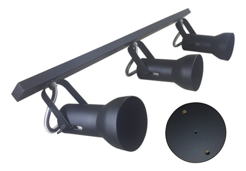 Kit 3 Spot Trilho Aluminio E27 P/ Led  60 Cm Soft