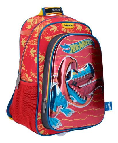 Mochila Chenson Hot Wheels Escolar Color Rojo Diseño de la tela Rayado