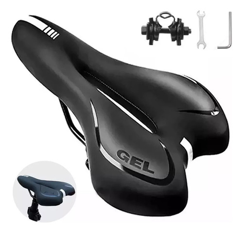 Asiento Sillin Cojín Cómodo para Bicicleta con Absorción de Impactos Alan MKDMX00100 Color Negro