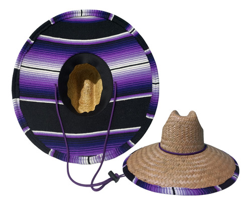 Sombrero Palma Pescador Surf Lifeguard Hat Zarape Morado
