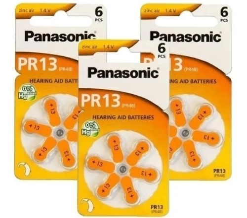 Imagen 1 de 3 de 18pilas Panasonic Pr13 Pr48 X6 ( 3 Blister ) Alemania