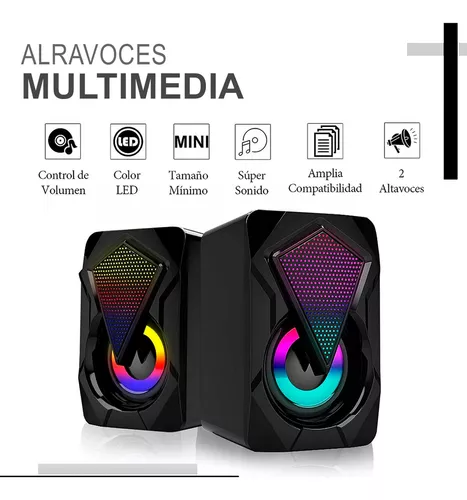 Altavoces para ordenador,Altavoces Bluetooth para PC,Altavoces dinámicos  RGB para PC Gaming con 9 modos de LED de colores,Altavoces subwoofer USB  para portátil con cable aux de 3,5 mm para monitor : 