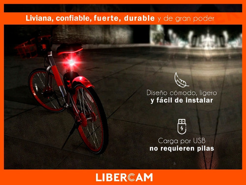 Imagen 8 de 10 de Luz Led Bicicleta Recargable Usb Colores Alta Potencia