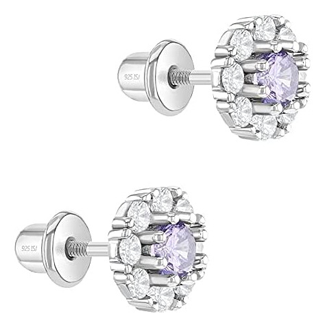 Aretes De Plata De Ley 925 De 7 Mm Con Circonita Cúbica Tran