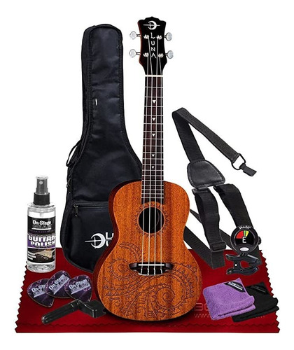 Luna Uke Tattoo Concert - Ukelele De Caoba Con Gigbag Y Paq.