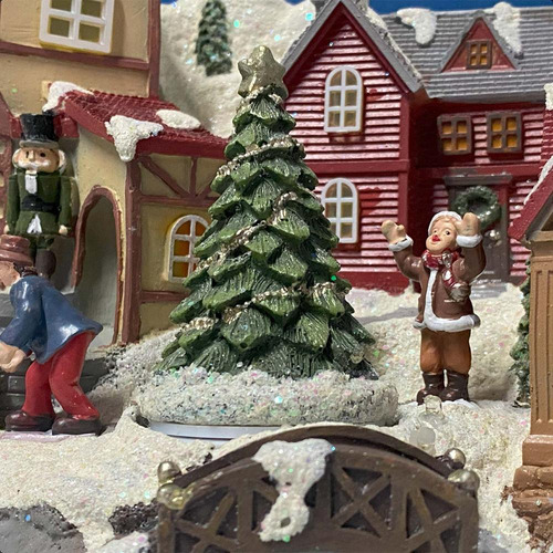Cenario Natal Vilarejo Casa Miniatura Rena Papai Noel Voam