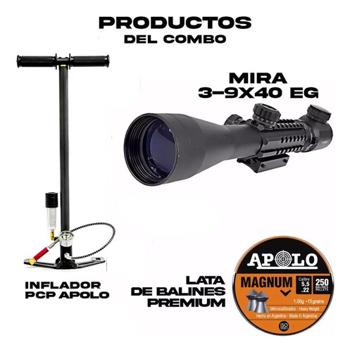 Imagen 2 de 11 de Rifle Aire Comprimido Pcp Beeman Bullpup 5,5 Inflador Mira