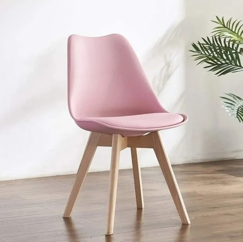 Silla De Diseño Tulip Para Interior Edicion Rosa Pastel.