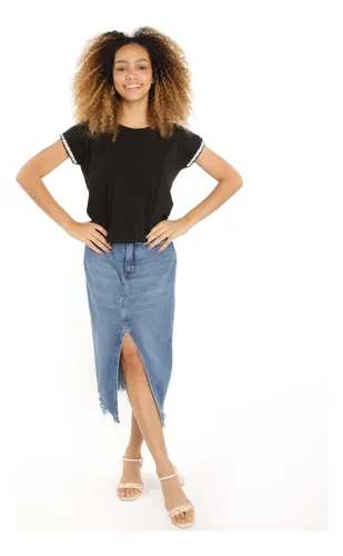 Blusa Malha Feminina Manga Curta Ampla Lojas Besni MercadoLivre
