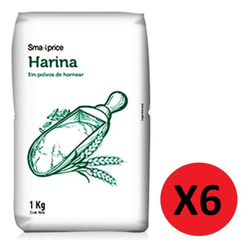 Harina Sin Polvos De Hornear 1 Kg Smart Price Pack 6