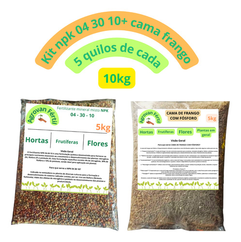 Kit Floração Raiz Forte Npk 04-30-10 Com Cama De Frango 10kg