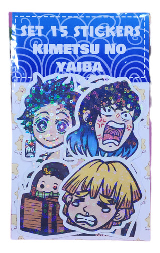 Set De Stickers Kimetsu No Yaiba Holograficos Kawaii