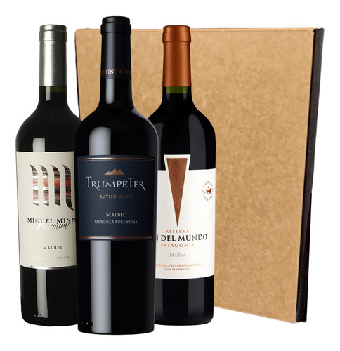 Vino Trumpeter Malbec + Fin Del Mundo + Minni Estuche Regalo