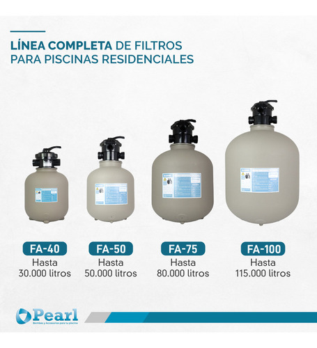 Filtro Pileta Pearl Fs-50 Válvula 6 Vías 50.000 Litros No Ap