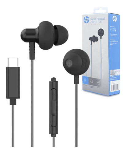 Auriculares Mic Hp Dhh 1126 Negro Usb C Manos Libres Celular NEGRO