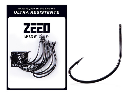 Anzol Zeeo Wide Gap Black Nº 2/0 - 10 Unidades.