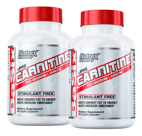 L Carnitina Lipo 6 Nutrex 60 Caps X 2 Quemador De Grasa