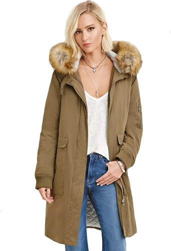 Parka Mujer Forever 21 Pelos Desmontables 