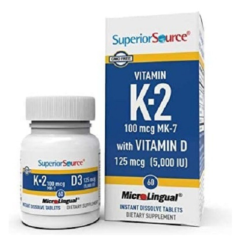 Superior Source Vitamina K2 100mcg + D3 125mcg 60tabletas