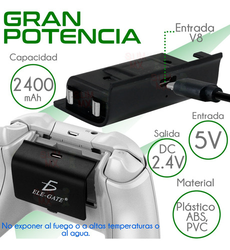 Kit Carga Y Juega Para Control Xbox One Cable Y Batería Tapa